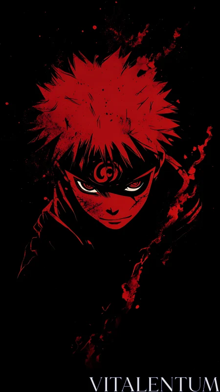 Red monochrome anime portrait isolates central character