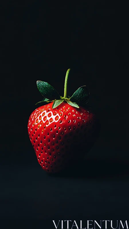 Strawberry macro glows under dramatic low key lighting.
