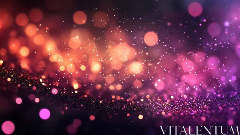 Vibrant bokeh lights with sparkling glitter, digital abstract style.