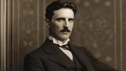 Sepia-toned formal portrait of poised gentleman in suit.