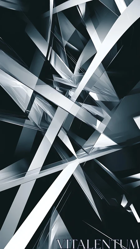 Shimmering crystal shards crisscross in a calm abstract dance