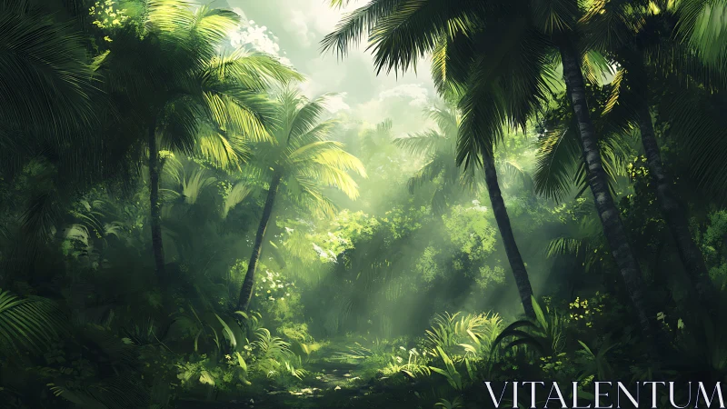 Mystical Jungle Path Glowing With Tropical Light