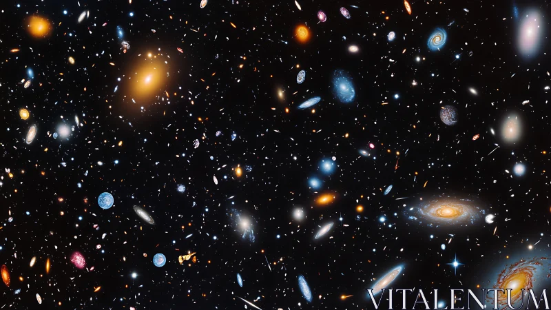 Galactic confetti drifts across a star jeweled cosmic sea.