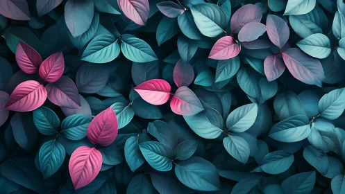 Leaf cluster shows teal and magenta tonal segmentation