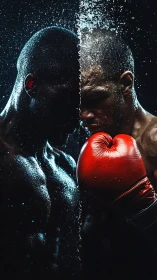 Boxer Portrait with Water Droplets and Particle Effect