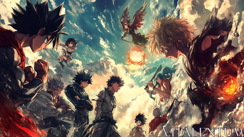 Sky-clashing anime heroes ignite a storm of rival suns.