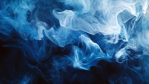 Swirling blue smoke drifting like soft underwater clouds.