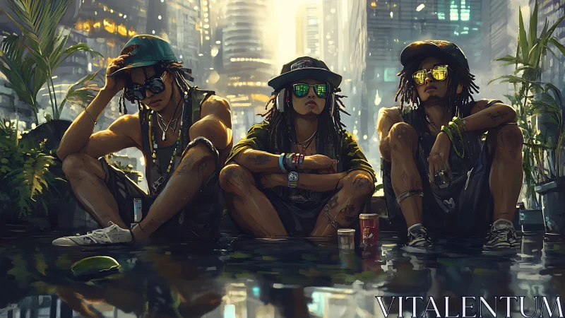 Neon lagoon loungers in mirrored shades of jungle concrete.