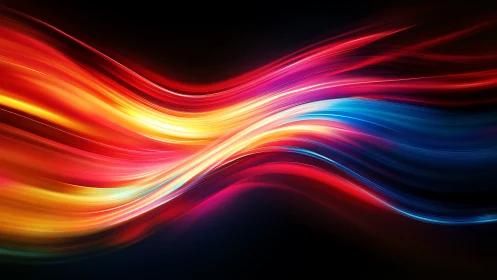 Neon light waves curve across dark space in radiant motion.