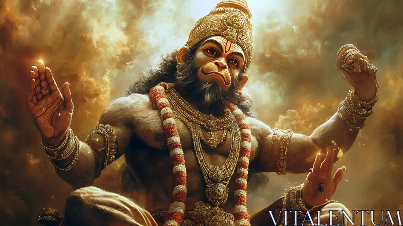 Majestic simian deity rendered in luminous digital realism