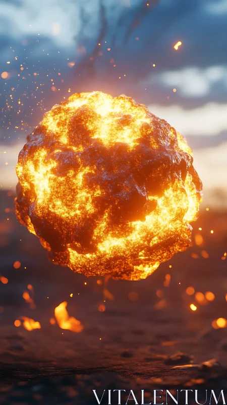 Incandescent Sphere Explosion with Particle Dispersion and Atmospheric Bokeh