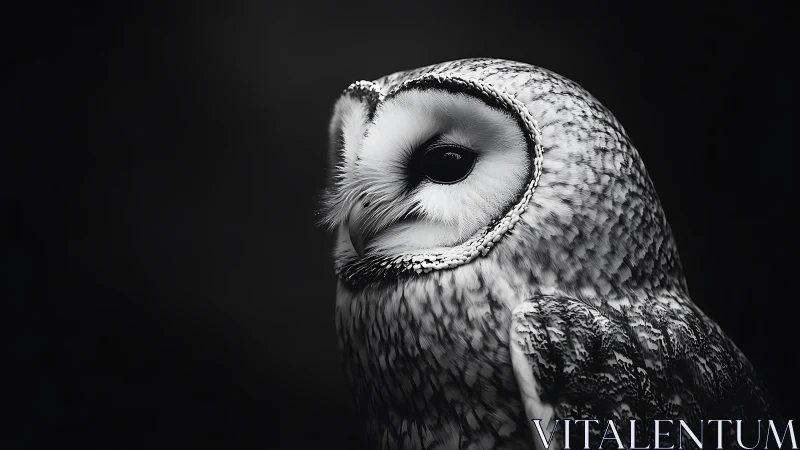 Majestic Barn Owl Portrait in Dramatic Black and White Style.