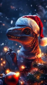 Snow-dusted raptor trims a glowing Christmas tree in sparks.