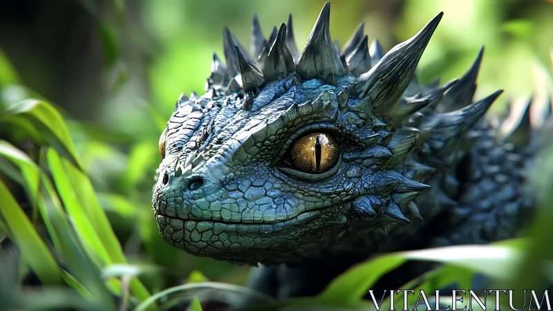 Tiny jungle dragon studies the world with molten gold eyes