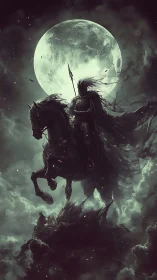 Moonlit dark rider welcomes the night with quiet power
