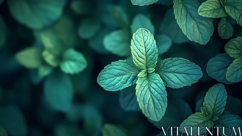 Cool mint leaves unfold gently in soft garden light