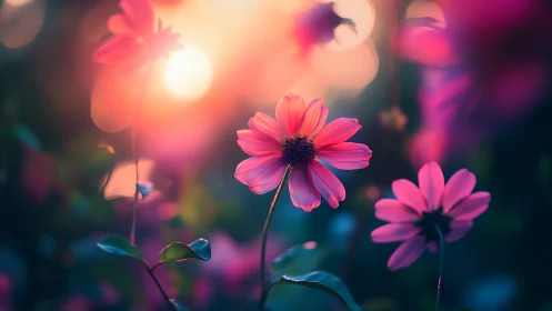 Cosmos daisy specimen with chromatic bloom isolation and bokeh gradient.