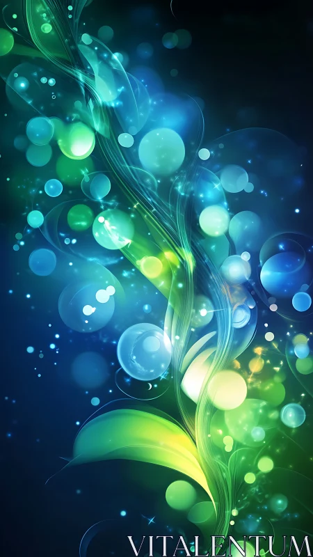 Bioluminescent leaves swirl through glowing aqua orbs tonight