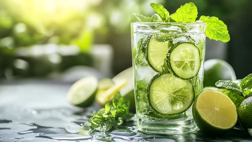 Refreshing Cucumber Mint Water Drink.