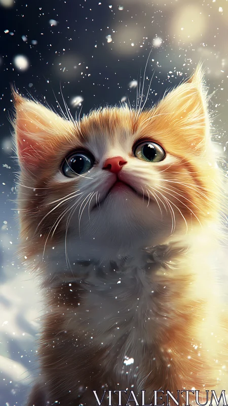 Golden Feline Portrait with Ethereal Particle Effects.