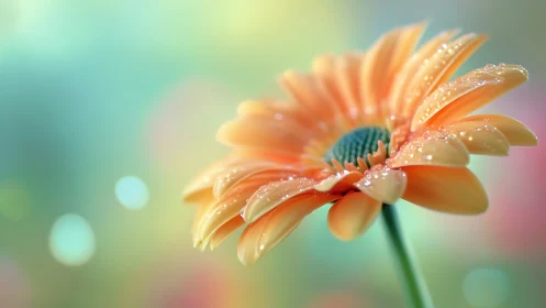 Dewlit gerbera leans into pastel morning bokeh haze