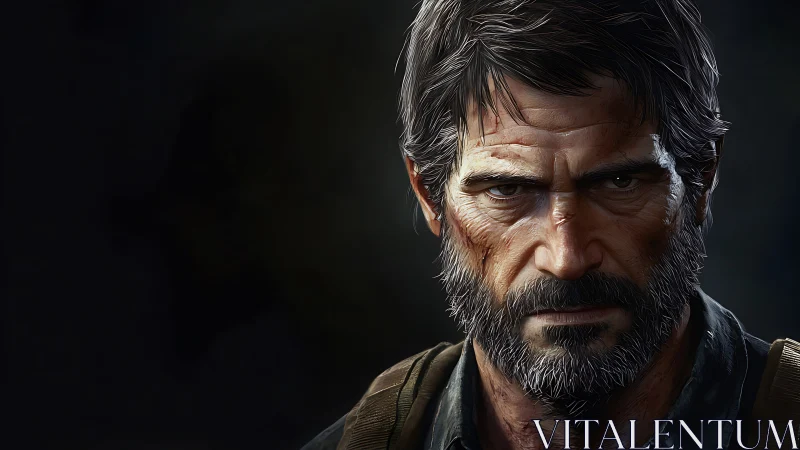 Digital portrait study of weathered male survivor profile.