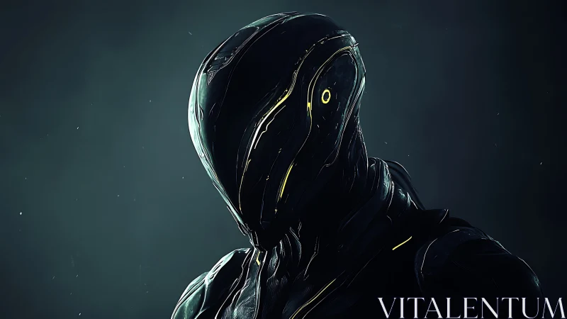 Futuristic android helmet with luminous circuit contours