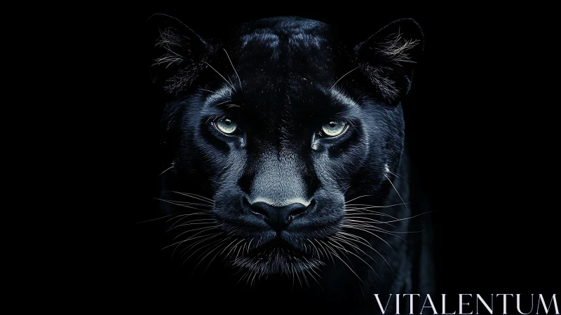 Extreme Close-Up Panther Portrait with Reflective Amber Eyes Against Black Background