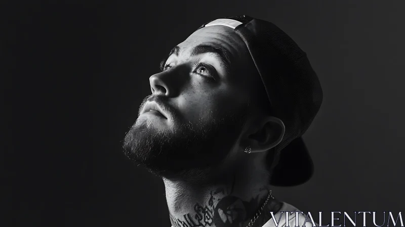Monochrome side-lit male portrait in dramatic studio profile.
