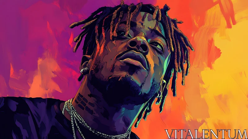 Bold portrait glows with neon colors and confident energy