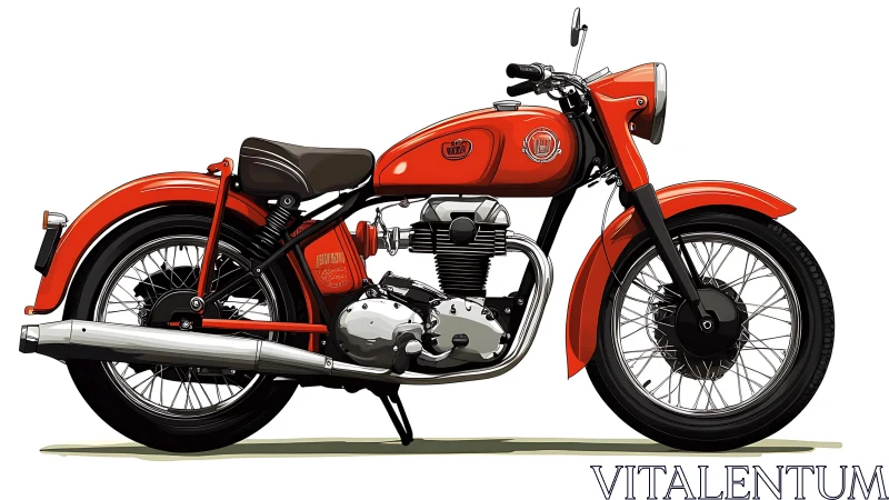 Side profile illustration of classic red motorcycle model.