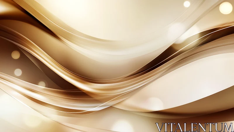 Elegant flowing abstract waves in beige and brown tones, digital art.