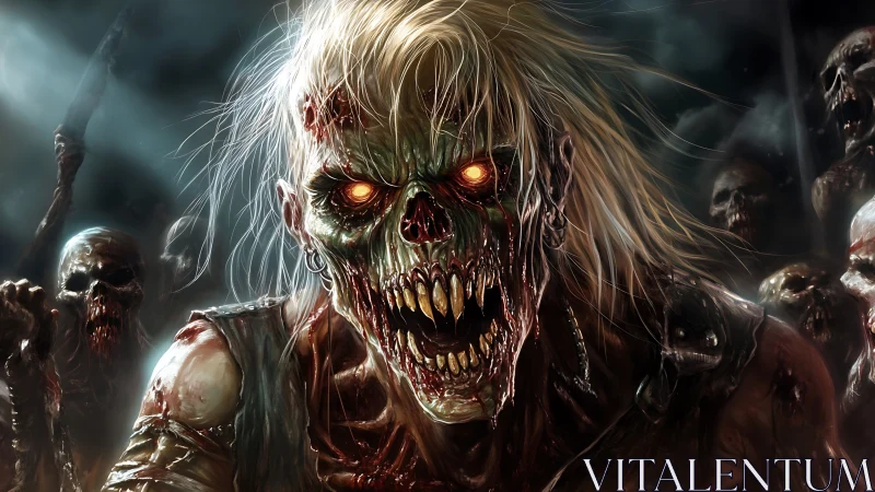 Undead warlord lunges forward with blazing molten eyes.