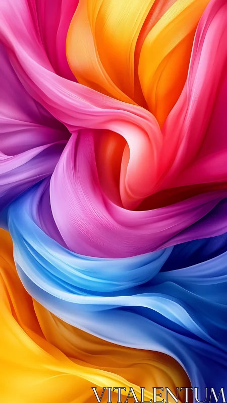Vibrant flowing ribbons in layered abstract color fields.