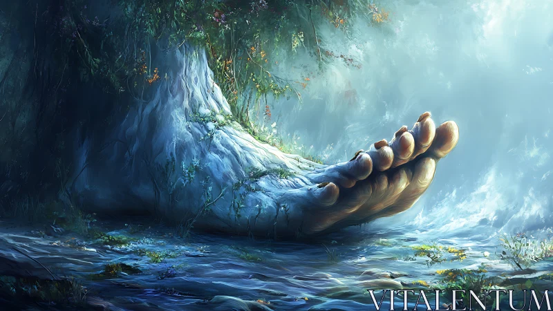 Gentle forest giant resting as a living tree of light.