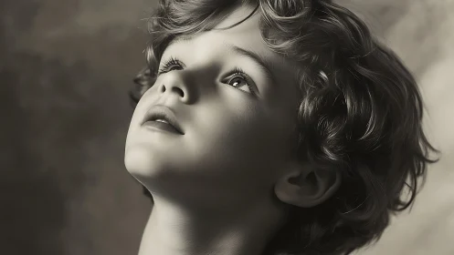 Contemplative profile portrait with classical beauty and ethereal lighting