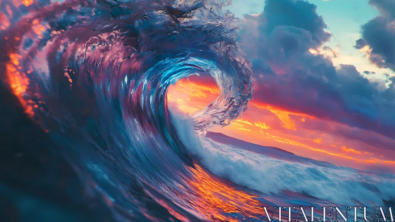 Sunset-tinted ocean tunnel swallows the last light whole