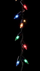 Multicolor LED string illumination against high-contrast black background.