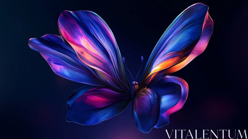 Luminous glasswing butterfly bends neon twilight into silk