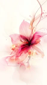 Ethereal Pink Flower Abstract Bloom Digital Artwork.