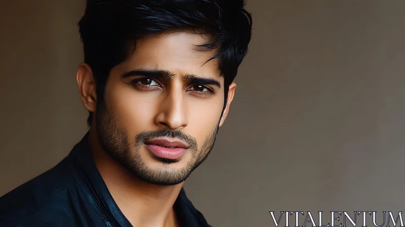 Warm portrait of a thoughtful man with expressive gaze.