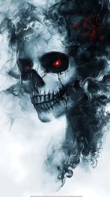 Skull-shaped smoke formation occupies frame with red focal points