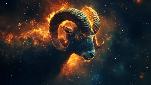 Fiery cosmic ram head emerges from molten nebula glow