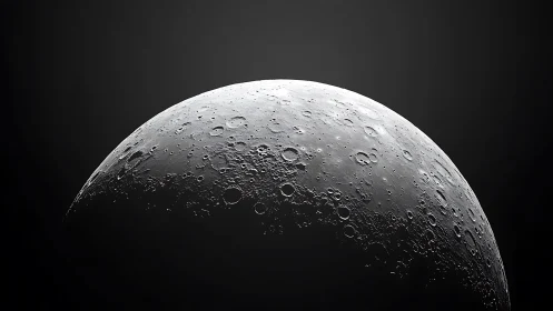 Moon surface crescent shows detailed cratered terminator edge