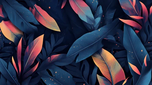 Abstract tropical foliage with dual-tone gradient leaves.
