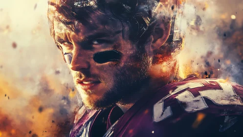 American football player portrait uses dramatic light and grit