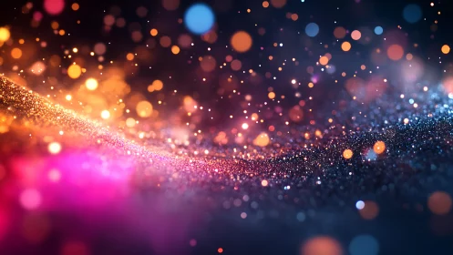 Vibrant Abstract Bokeh Lights and Glitter in Dynamic Digital Art.