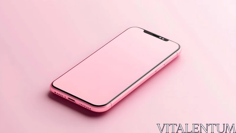 Modern pink smartphone on pastel background, minimalist style.