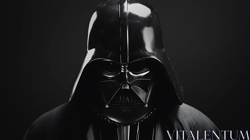 Dark armored figure in glossy helmet under stark light.