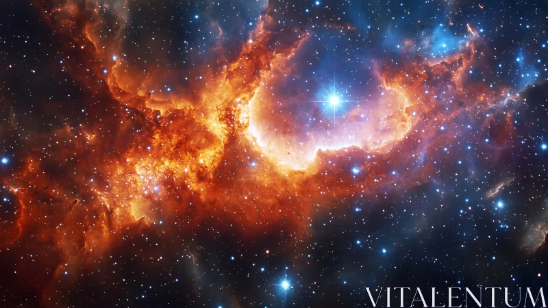 Stellar nebula region shows ionized gas and dense starfield